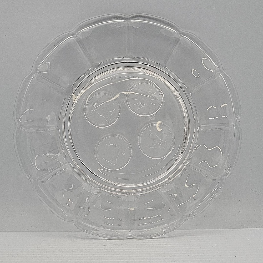 Vintage Fostoria Glass Co.‎ Clear Glass 8 inch Plate "Coin Pattern"